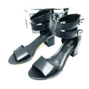 MICHAEL KORS Black Leather Heels Sandals size 6.5